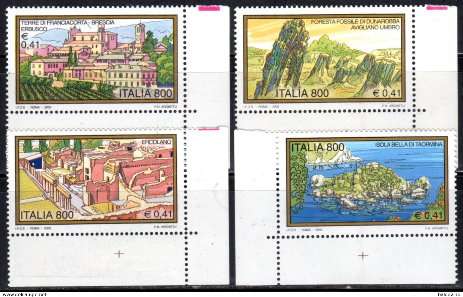 Italia 2000 Serie Turistica 4 Valori Nuovi Perfetti (vedi Descrizione) - 1991-00: Mint/hinged
