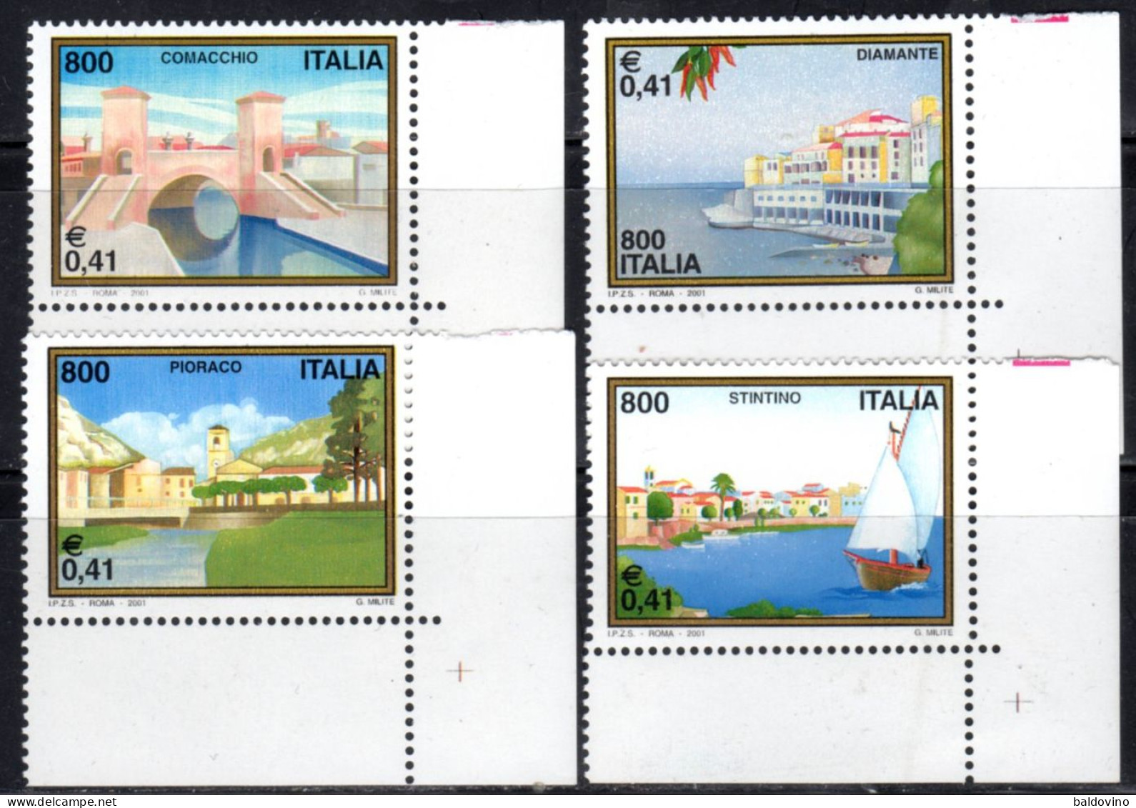 Italia 2001 Serie Turistica 4 Valori Nuovi Perfetti (vedi Descrizione) - 2001-10: Neufs