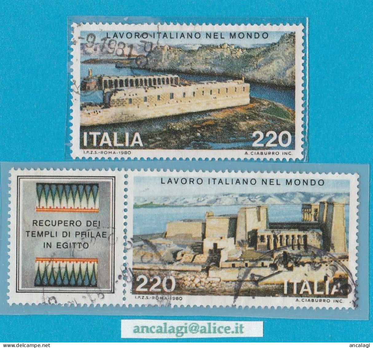USATI ITALIA 1980 - Ref.0428 "LAVORO ITALIANO NEL MONDO" Serie Di 2 Val. Con Appendice - - 1971-80: Used