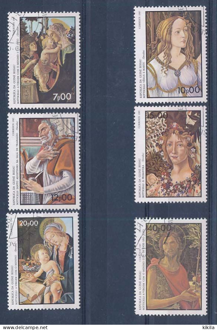 6  Timbres Oblitérés GUINEE BISSAU XIII-13 Scènes Religieuses De BOTTICELLI - Religieux