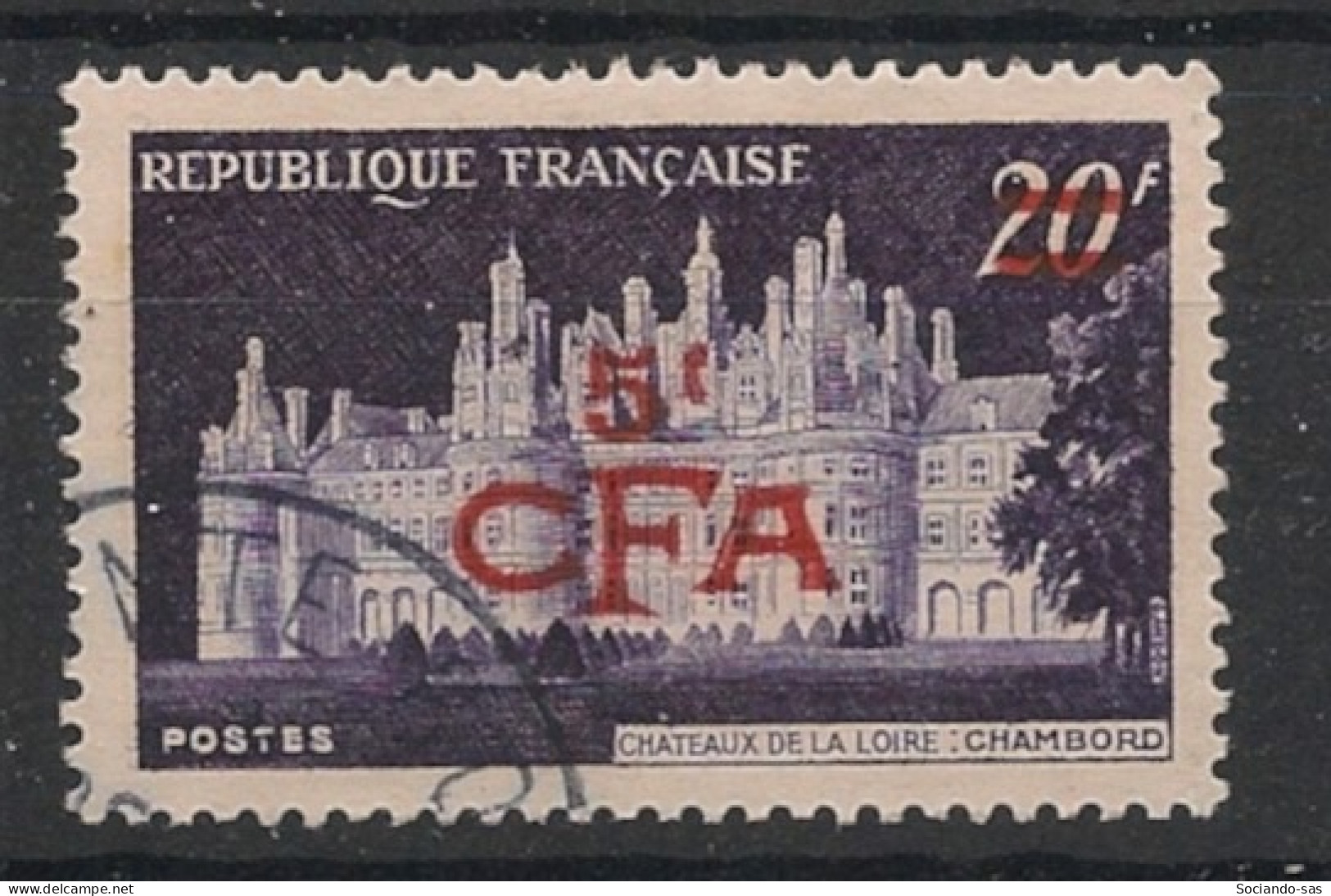 REUNION - 1949-52 - N°YT. 298A - Chambord 5f Sur 20f - Oblitéré / Used - Usati