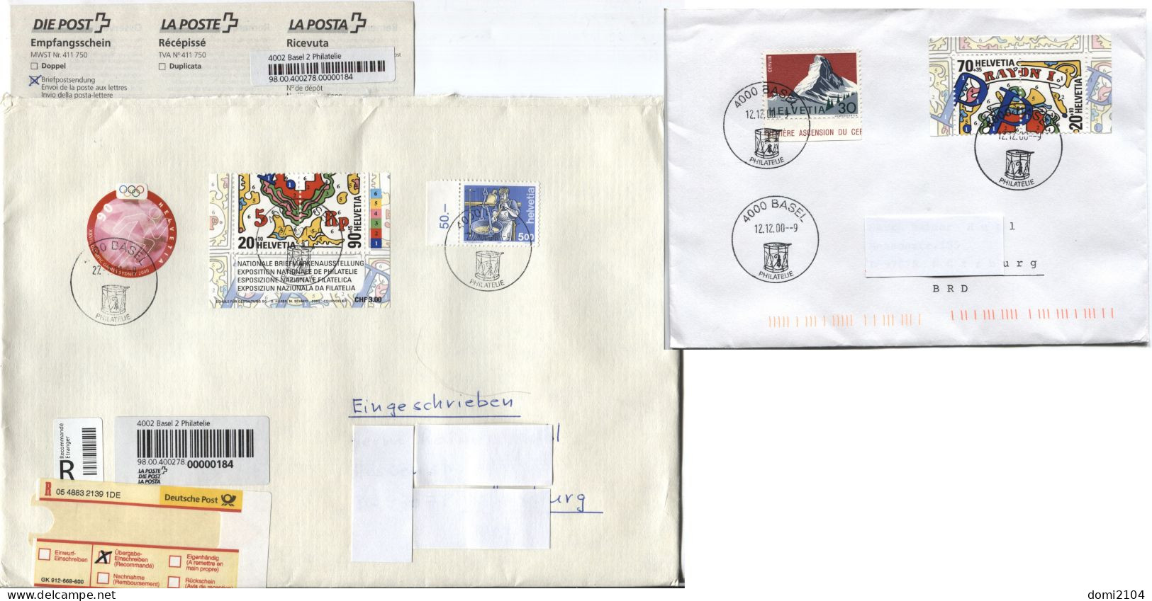 Schweiz # 1722-5  Block-Markenteile Mit Zusatzfrankaturen, NABA 2000 - Briefe U. Dokumente