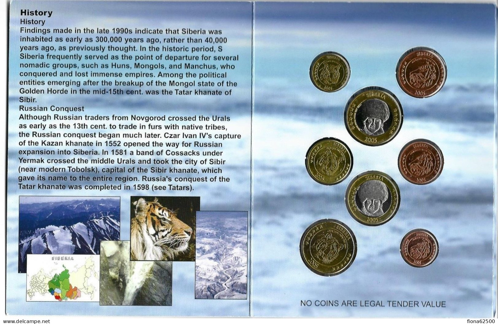 SERIE € ESSAIS 2005 . SIBERIE . - Private Proofs / Unofficial