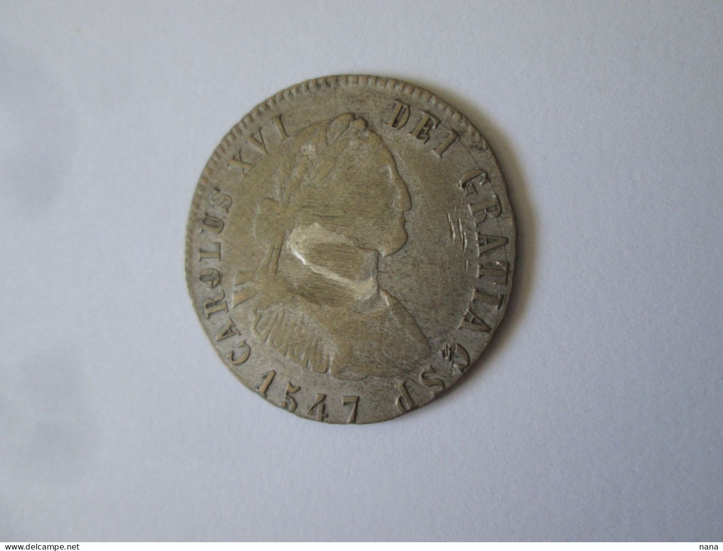 Rare! Spain 2 Reales 1547 Token Button Silver Plated Coin.Espagne 2 Reales 1547 Monnaie Bouton Jeton Plaquee Argent - Monétaires/De Nécessité