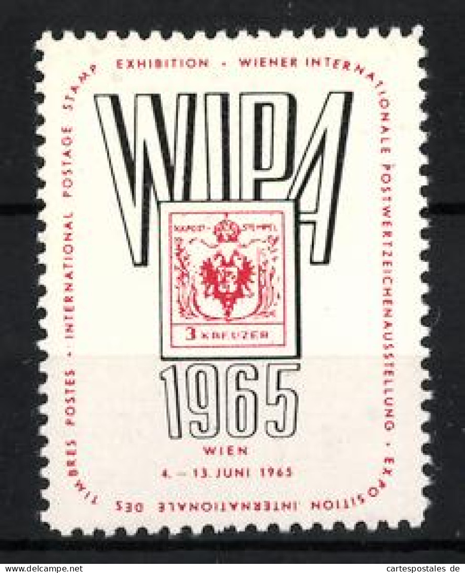 Reklamemarke Wien, WIPA Briefmarkenausstellung 1965, Briefmarke 3 Kreuzer  - Cinderellas