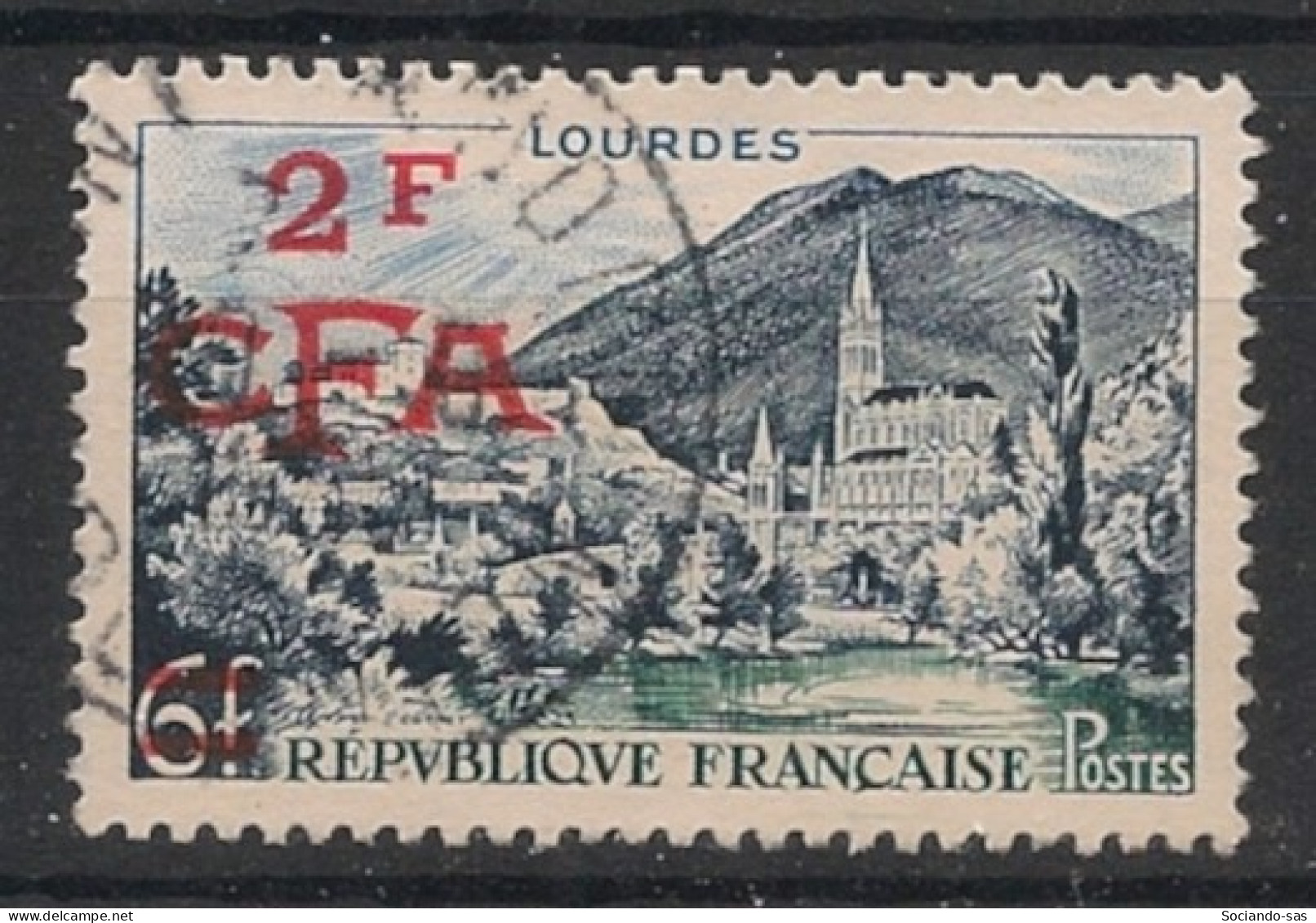 REUNION - 1953-54 - N°YT. 310 - Lourdes 2f Sur 6f - Oblitéré / Used - Usati