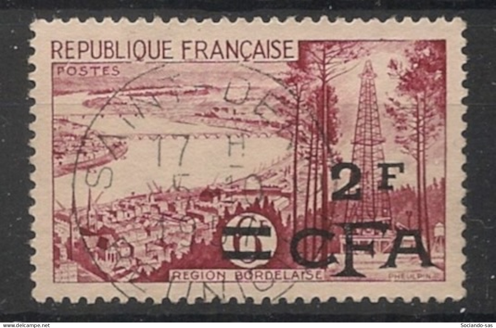 REUNION - 1955-56 - N°YT. 321 - Bordelais 2f Sur 6f - Oblitéré / Used - Used Stamps