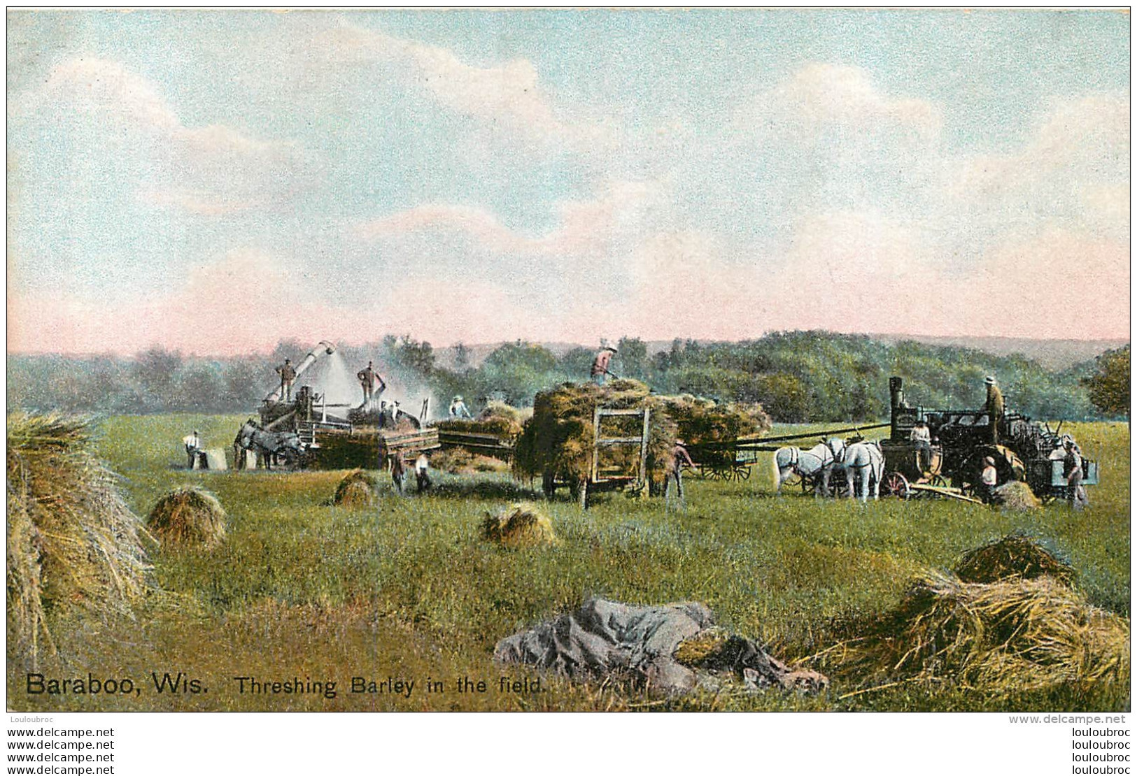 BARABOO WIS  THRESHING BARLEY  IN THE FIELD  MOISSON MACHINES AGRICOLES - Autres & Non Classés