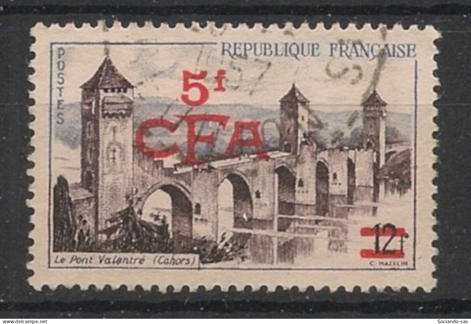 REUNION - 1955-56 - N°YT. 324 - Cahors 5f Sur 12f - Oblitéré / Used - Usados