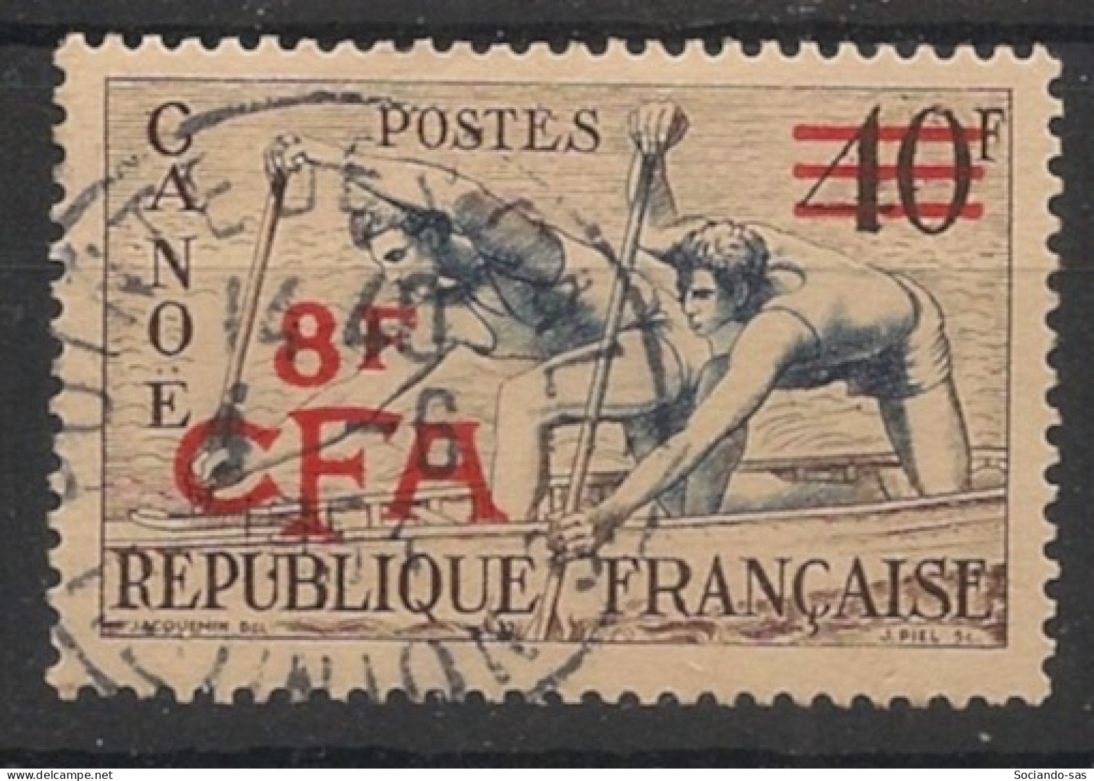 REUNION - 1953-54 - N°YT. 314 - Canoe 8f Sur 40f - Oblitéré / Used - Oblitérés