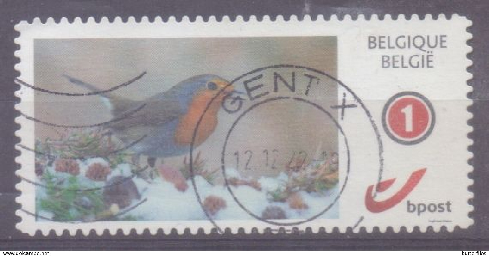 België - Duostamp - Vogels - Roodborstje  - Zonder Papierresten - Used