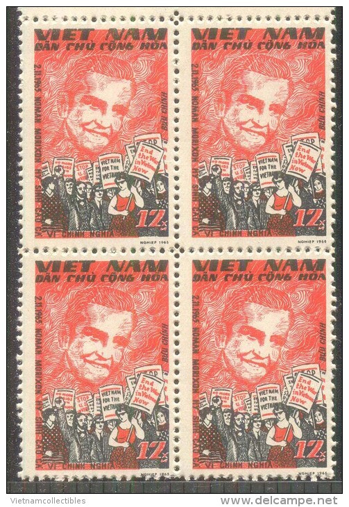 Block 4 Of North Vietnam Viet Nam MNH Perf Stamps 1965 : Norman R. Morrison (Ms176) - Vietnam
