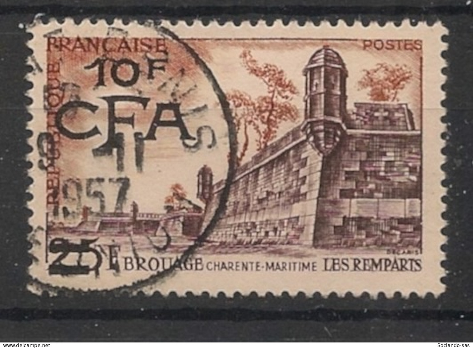 REUNION - 1955-56 - N°YT. 328 - Brouage 10f Sur 40f - Oblitéré / Used - Oblitérés