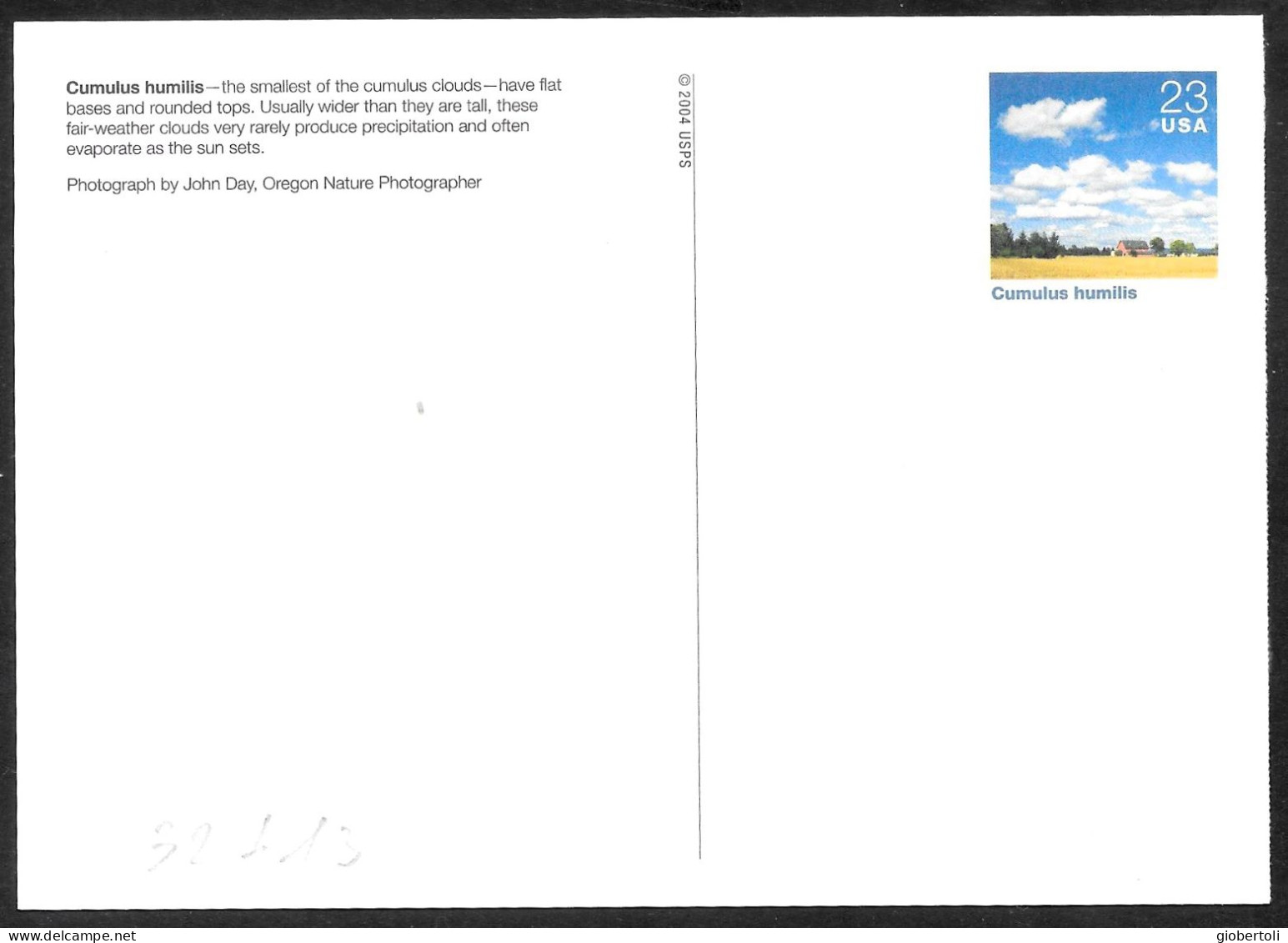 Stati Uniti/United States/États Unis: Intero, Stationery, Entier, Le Nuvole, The Clouds, Des Nuages (Cumulus Humilis) - Klima & Meteorologie