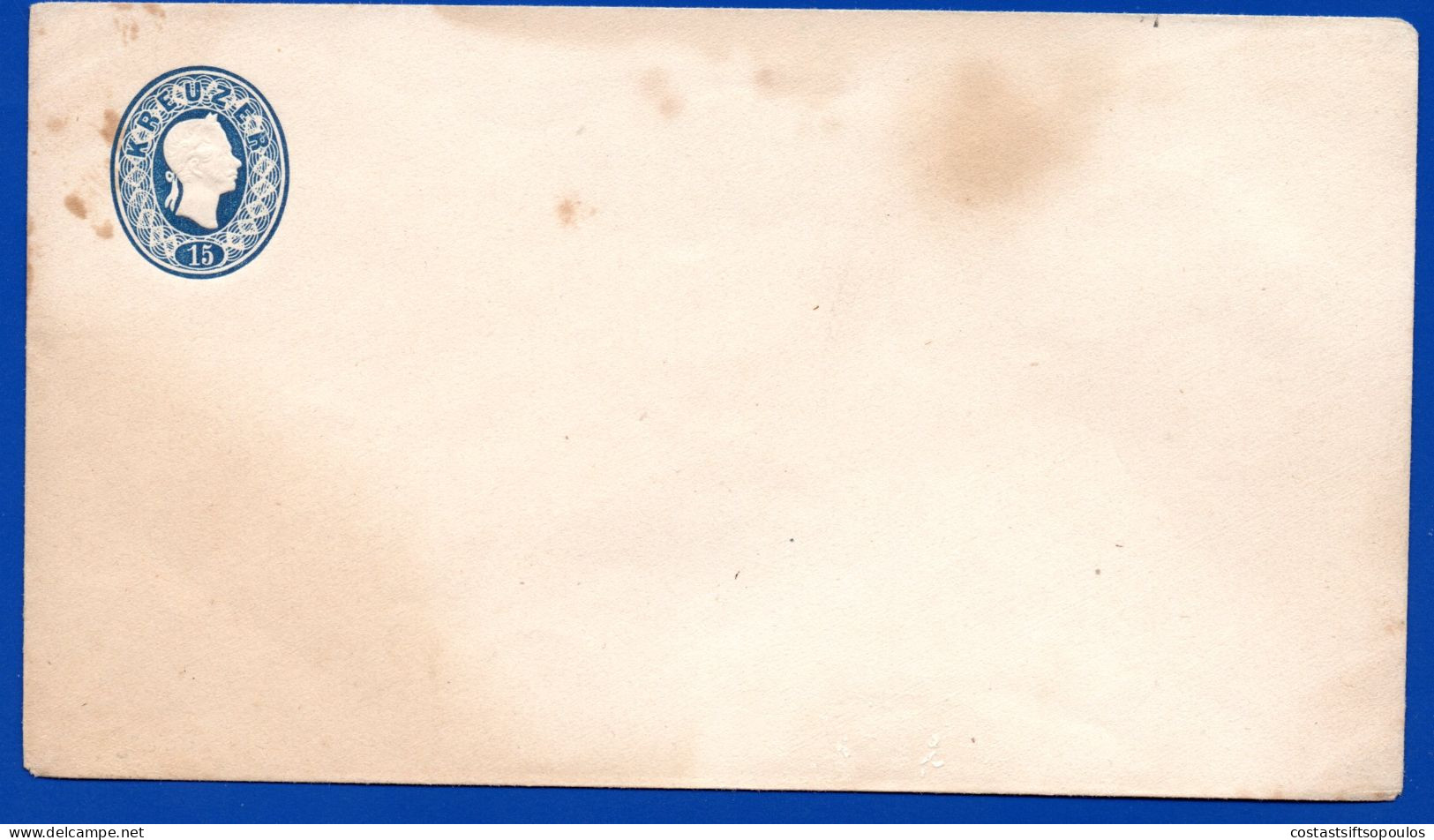 2880. AUSTRIA,1861 15 KR.STATIONERY. STAINS - Buste