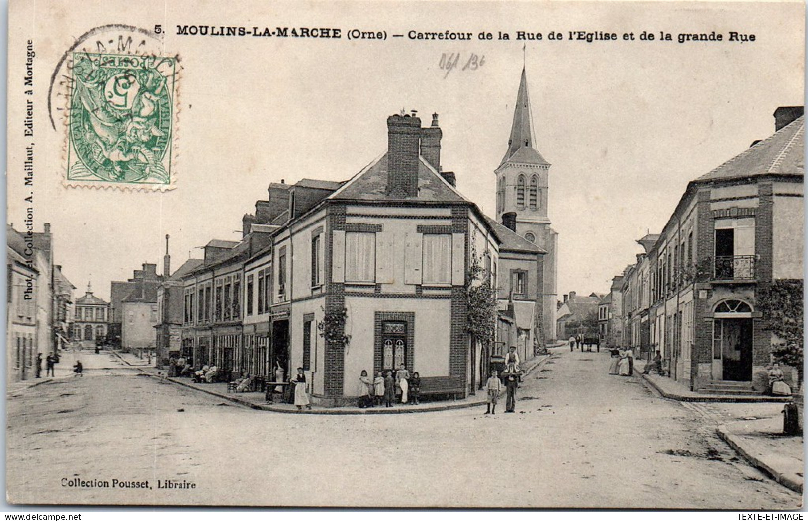 61 MOULINS LA MARCHE - Carrefour De La Rue De L'eglise Et Grande Rue. - Moulins La Marche