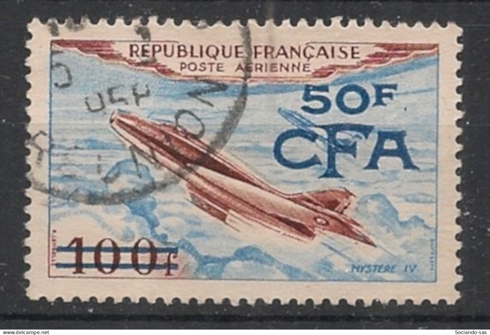 REUNION - 1954 - Poste Aérienne PA N°YT. 52 - Mystère IV 50f Sur 100f - Oblitéré / Used - Airmail