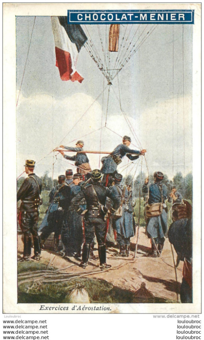 EXERCICES D'AEROSTATION CARTE POSTALE CHOCOLAT MENIER - Mongolfiere