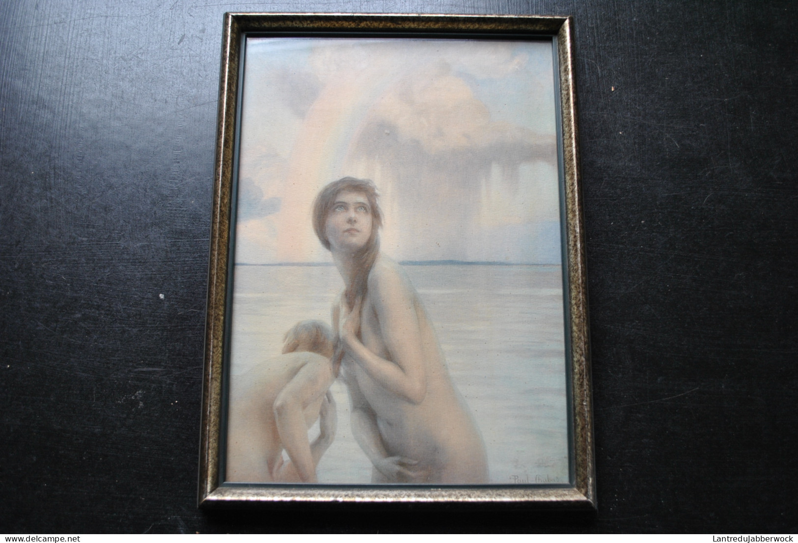 Belle Ancienne Reproduction 33.5 X 25 Cm Du Tableau Portrait D'une Jeune Fille De Paul Chabas Symbolisme Art Nouveau - Sonstige & Ohne Zuordnung