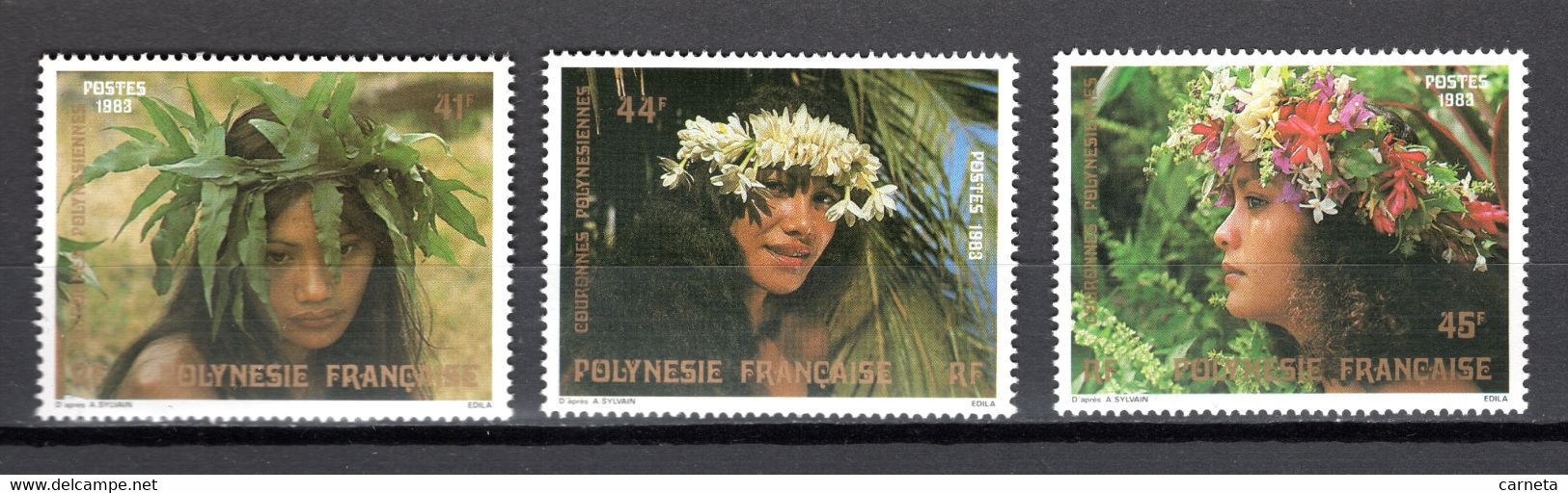 POLYNESIE  N°  202 à 204    NEUFS SANS CHARNIERE COTE  4.70€     FOLKLORE  COURONNE DE FLEUR - Ongebruikt