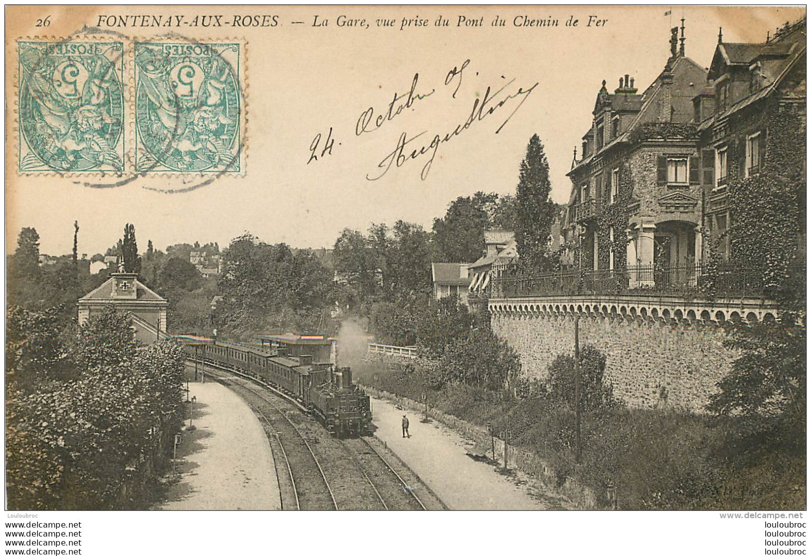 FONTENAY AUX ROSES LA GARE  AVEC TRAIN  VUE PRISE DU PONT DU CHEMIN DE FER - Fontenay Aux Roses