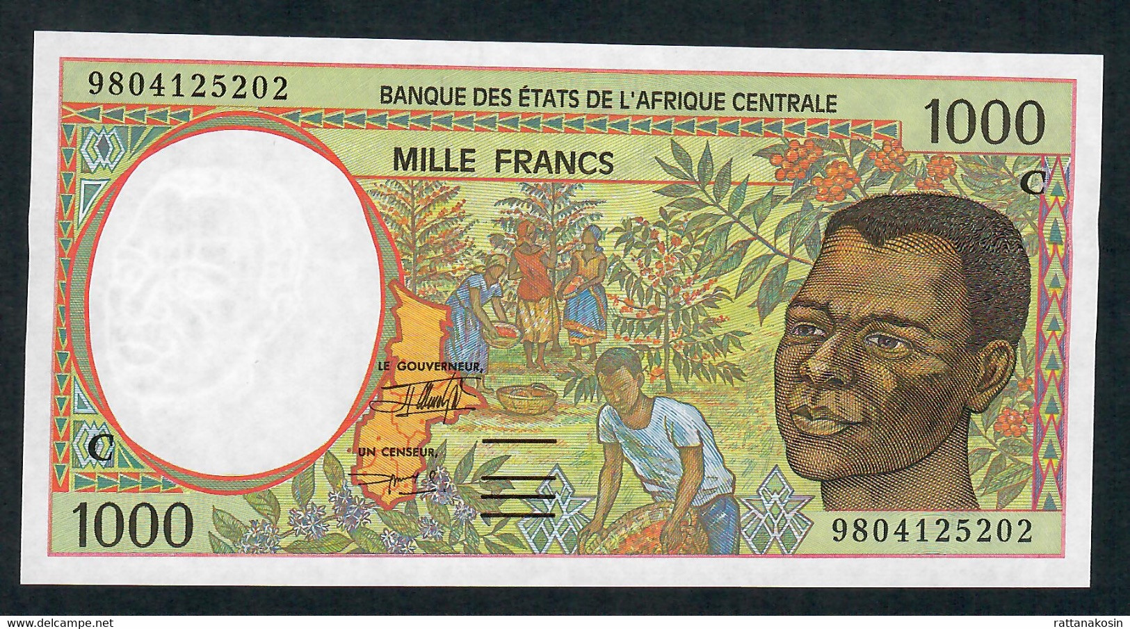 C.A.S. LETTER C CONGO  P102Ce 1000 FRANCS  (19)98   UNC. - États D'Afrique Centrale