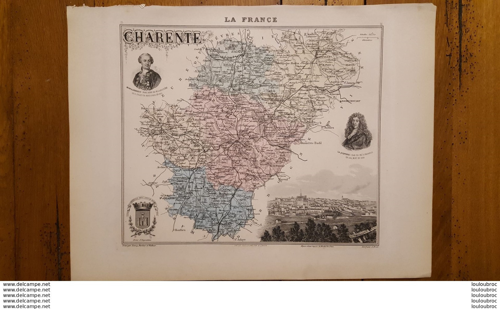 CARTE  ATLAS MIGEON 1888 CHARENTE  GRAVEE PAR LECOCQ ET BARBIER FORMAT 35 X 27 CM - Cartes Géographiques