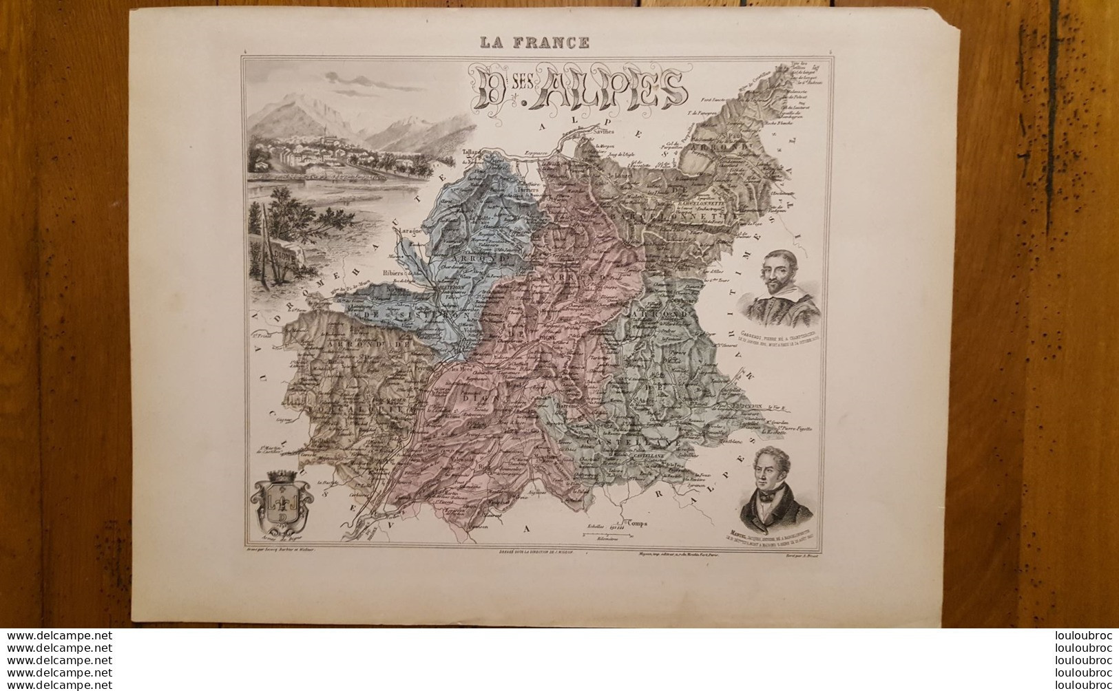 CARTE  ATLAS MIGEON 1888  BASSES ALPES  GRAVEE PAR LECOCQ ET BARBIER FORMAT 35 X 27 CM - Carte Geographique