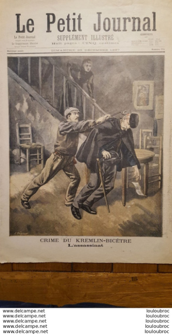 LE PETIT JOURNAL SUPPLEMENT ILLUSTRE 12/1897  CRIME DU KREMLIN BICETRE  L'ASSASSINAT - 1850 - 1899