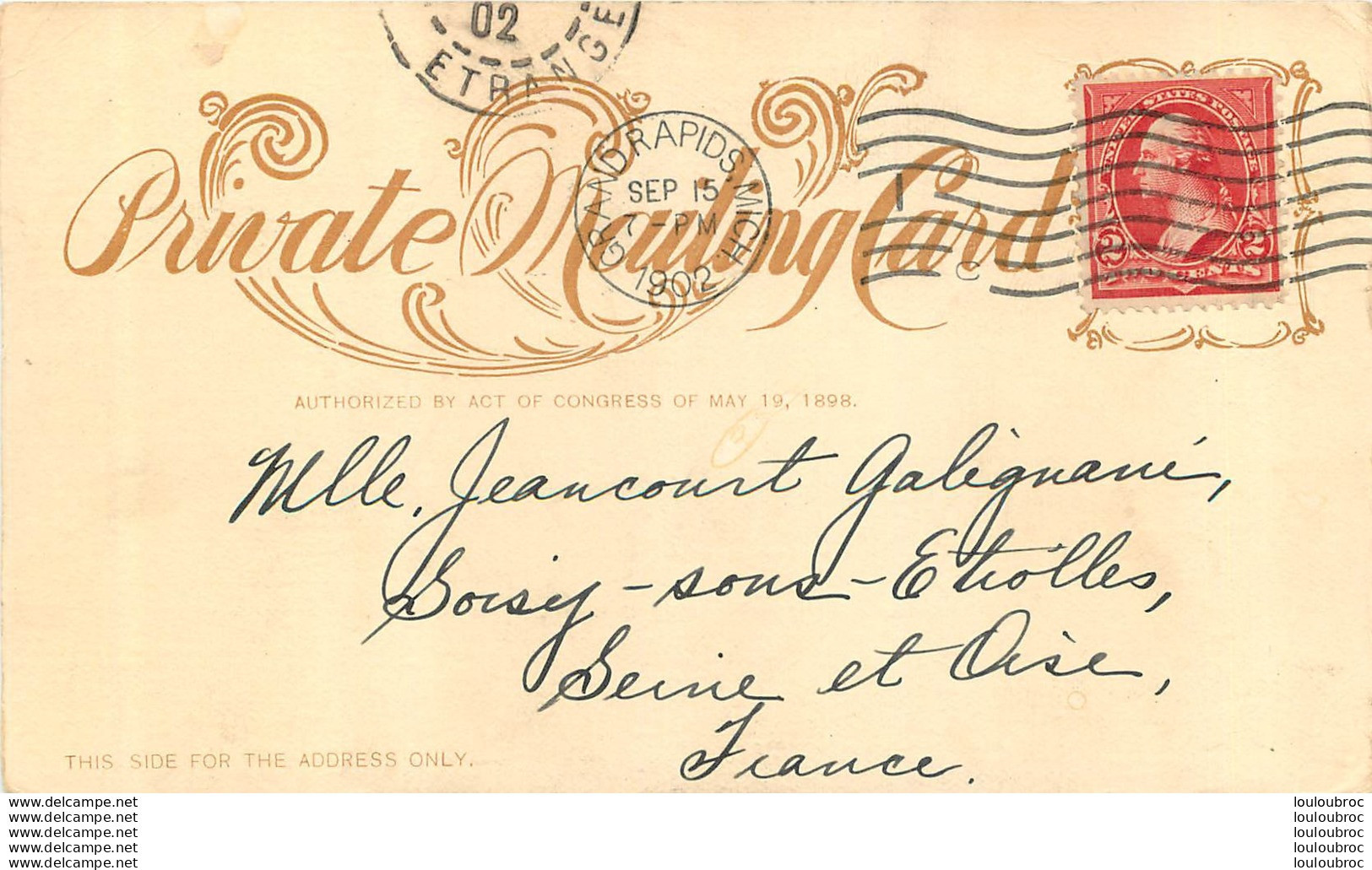 PRIVATE MAILING CARD  GRAND RAPIDS 1902 MICHIGAN  CENTRAL HIGH SCHOOL - Grand Rapids