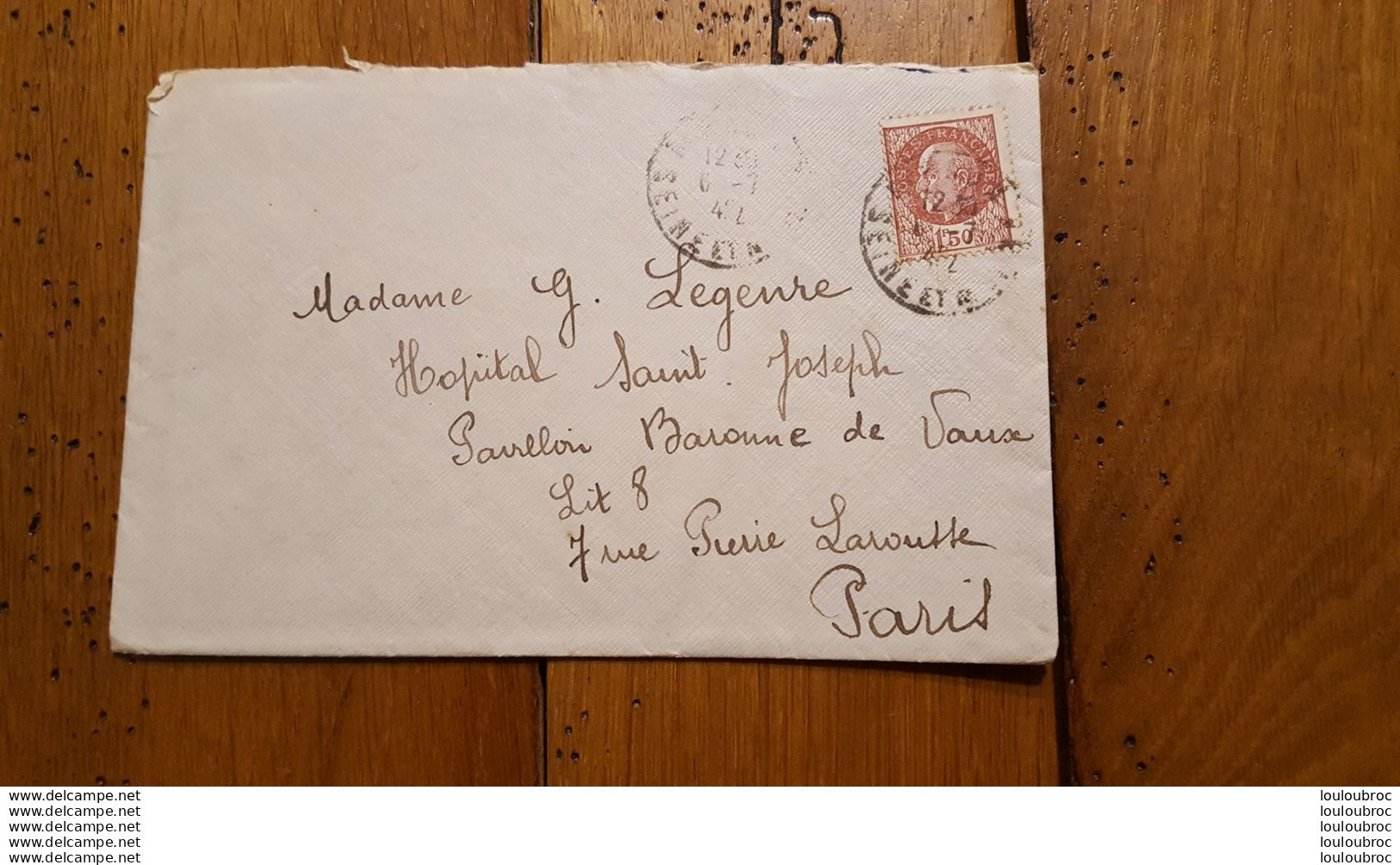 ENVELOPPE ET COURRIER TIMBRE PETAIN 1942  ENVOI DE MEAUX A PARIS - 1941-42 Pétain