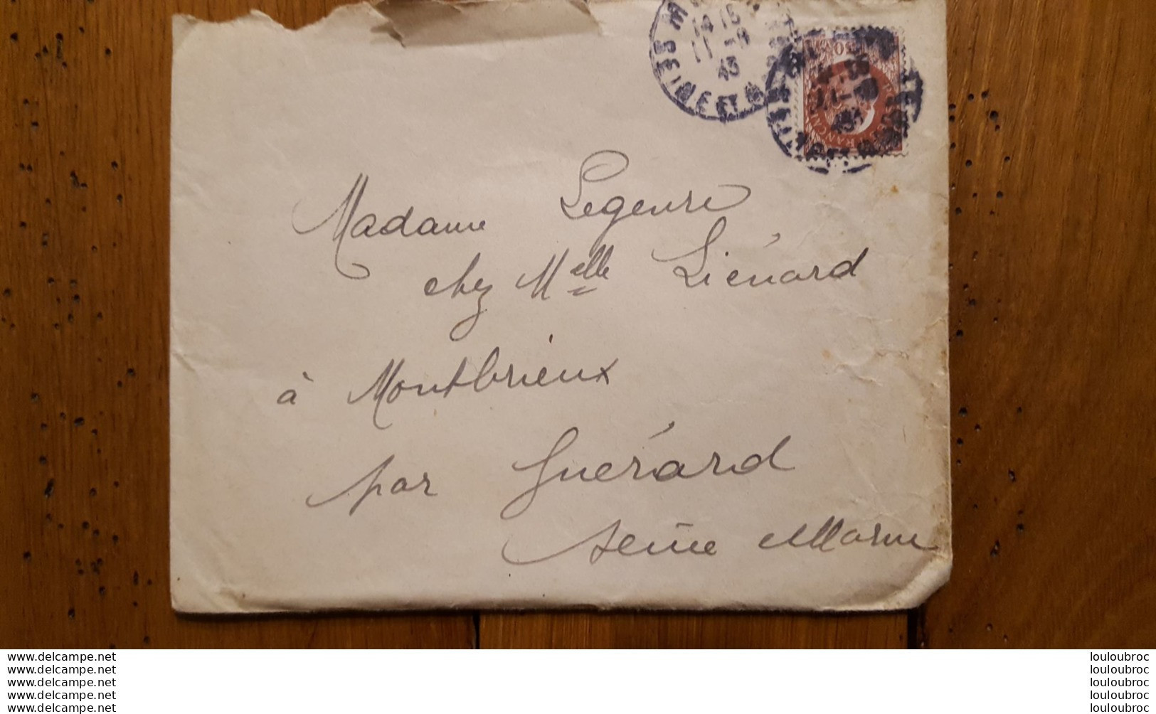 ENVELOPPE ET COURRIER TIMBRE PETAIN 1943 ENVOYEE A MONTBRIEUX PAR GUERARD - 1941-42 Pétain