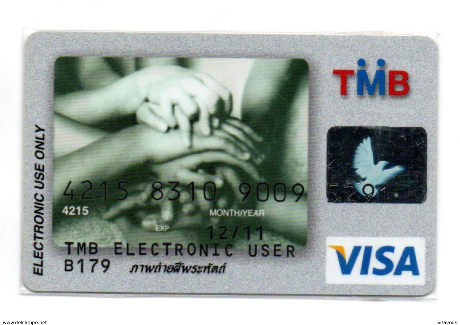 VISA Carte Bancaire TMB Hologramme Banque Bank  Thaïlande Card Karte  (K 165) - Cartes De Crédit (expiration Min. 10 Ans)