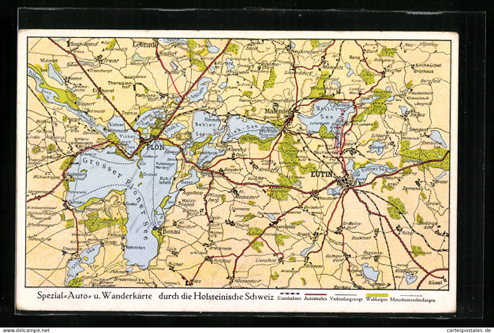AK Eutin, Landkarte Mit Umliegenden Ortschaften  - Landkarten