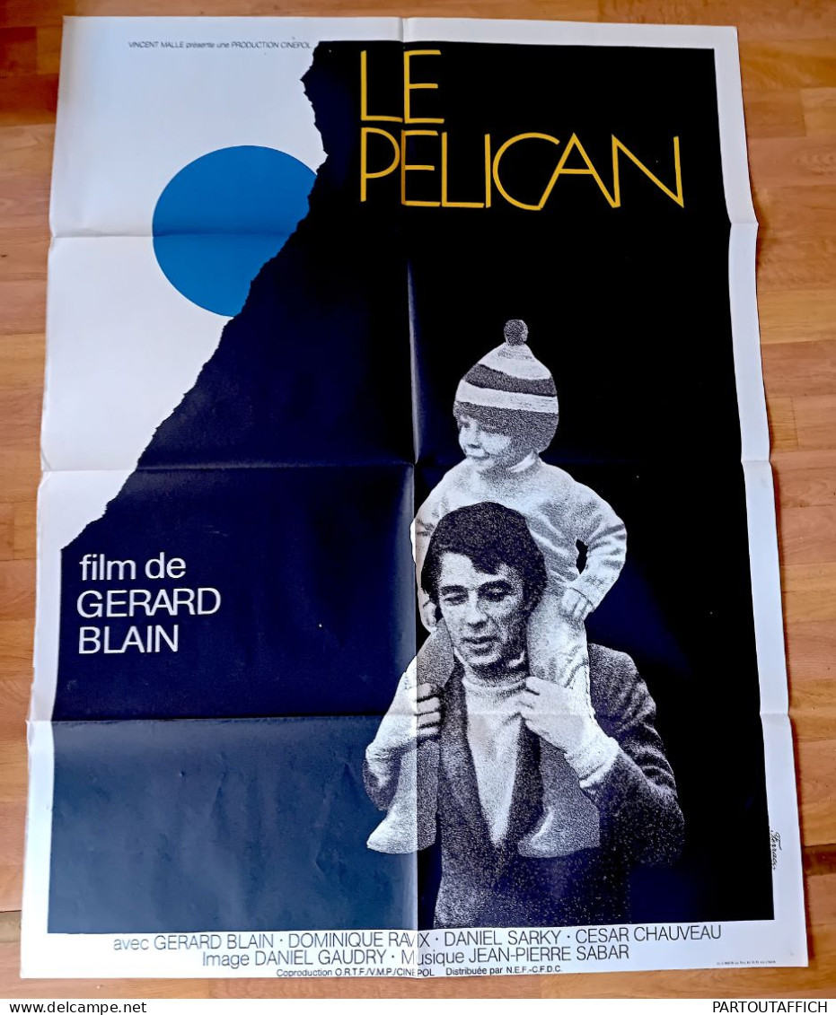 Affiche Ciné LE PÉLICAN Gérard Blain 120X80cm 1973 Illustration René Ferracci - Affiches & Posters