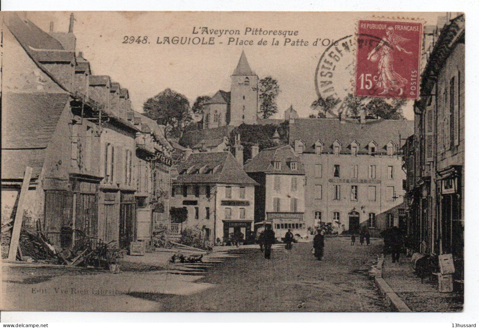 Carte Postale Ancienne Laguiole - Place De La Patte D'Oie - Laguiole