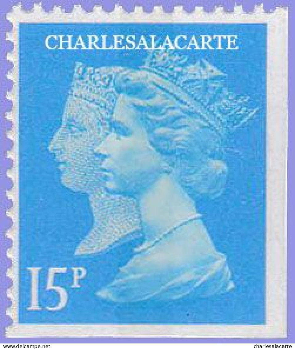 GREAT BRITAIN 1990 MACHIN 1d. BLACK ANNIV. 15p. BLUE  WALSALL LITHO  IMPERF. BASE + RIGHT  S.G. 1475  U.M. / N.S.C. - Série 'Machin'