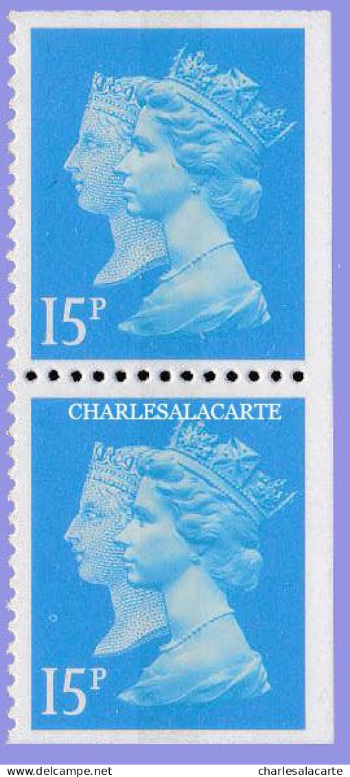 GREAT BRITAIN 1990 MACHIN 1d. BLACK ANNIV. 15p. BLUE  WALSALL  IMPERF. TOP + BASE + RIGHT PAIR  S.G. 1475  U.M. / N.S.C. - Machin-Ausgaben