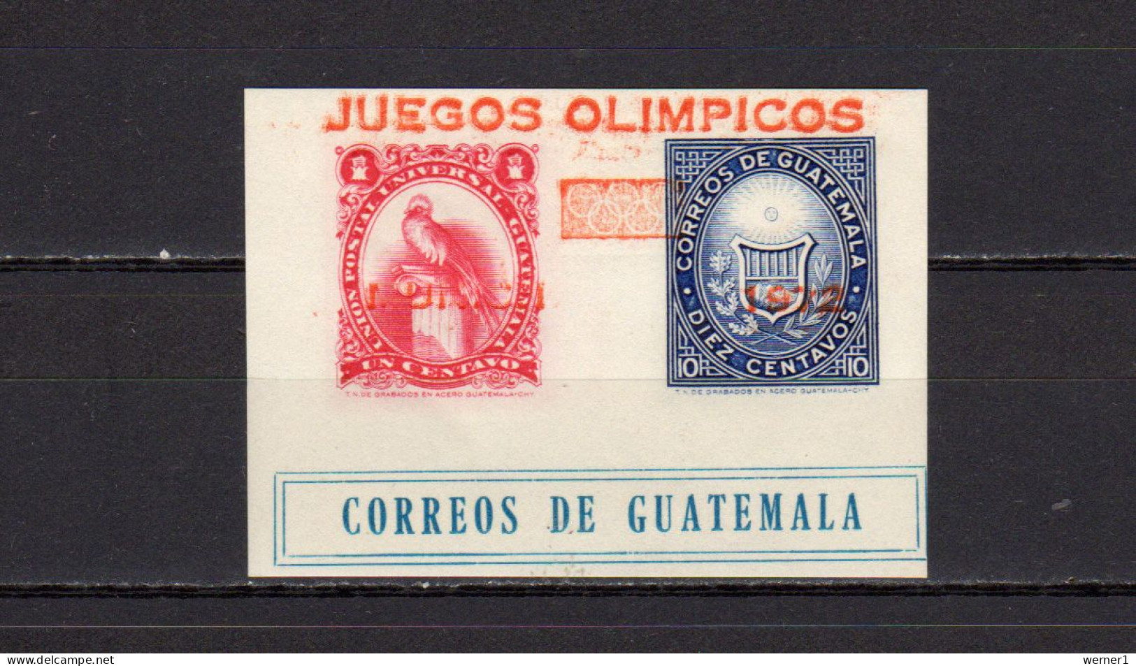 Guatemala 1972 Olympic Games Munich S/s With Orange Overprint MNH - Zomer 1968: Mexico-City