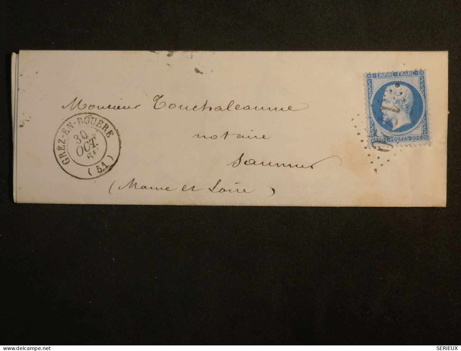 DM 15 FRANCE  LETTRE 1860 PETIT BUREAU GRETZ EN ROUERE  +  N°14 +AFF. INTERESSANT +++ - 1849-1876: Classic Period