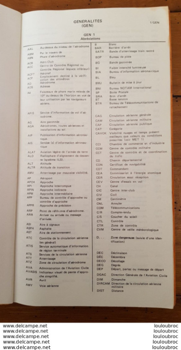 COMPLEMENTS A LA CARTE FRANCE RADIONAVIGATION A VUE  1980  FORMAT 27 X 15 CM DE  PAGES - Flugzeuge