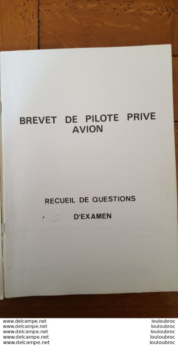 QUESTIONS D'EXAMEN PILOTE PRIVE AVION AVEC LES REPONSES  CEPAD 1981 LIVRET DE 60 PAGES  30 X 21 CM - AeroAirplanes