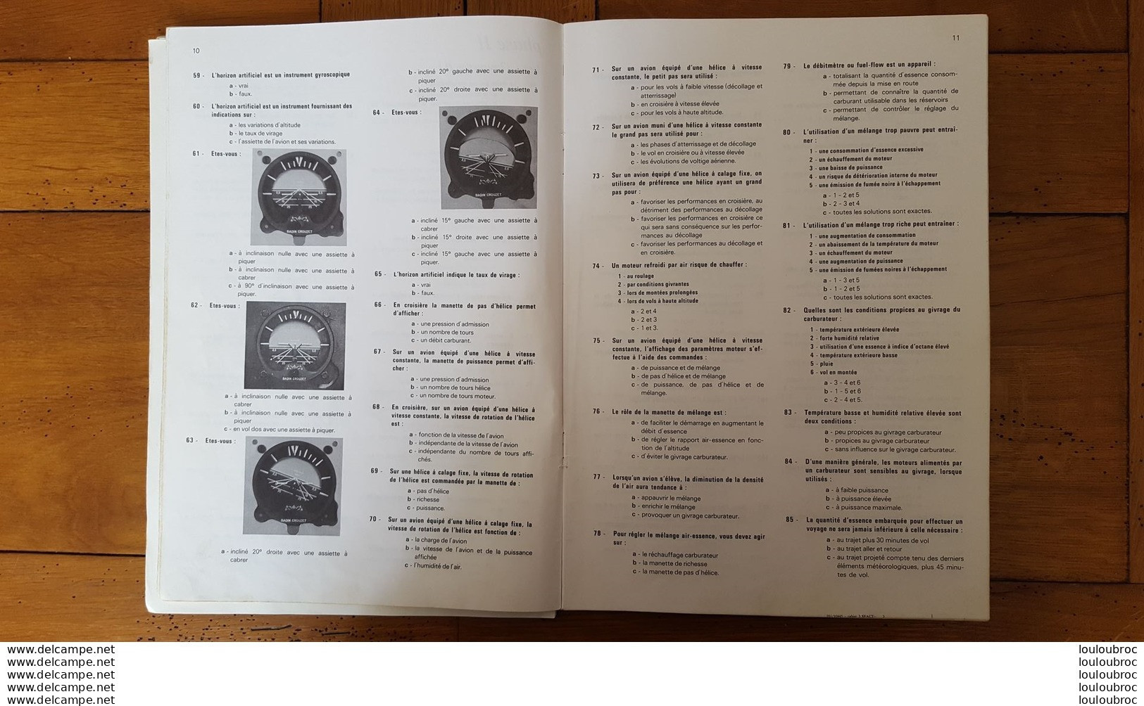 QUESTIONS D'EXAMEN PILOTE PRIVE AVION AVEC LES REPONSES  CEPAD 1981 LIVRET DE 60 PAGES  30 X 21 CM - Aerei