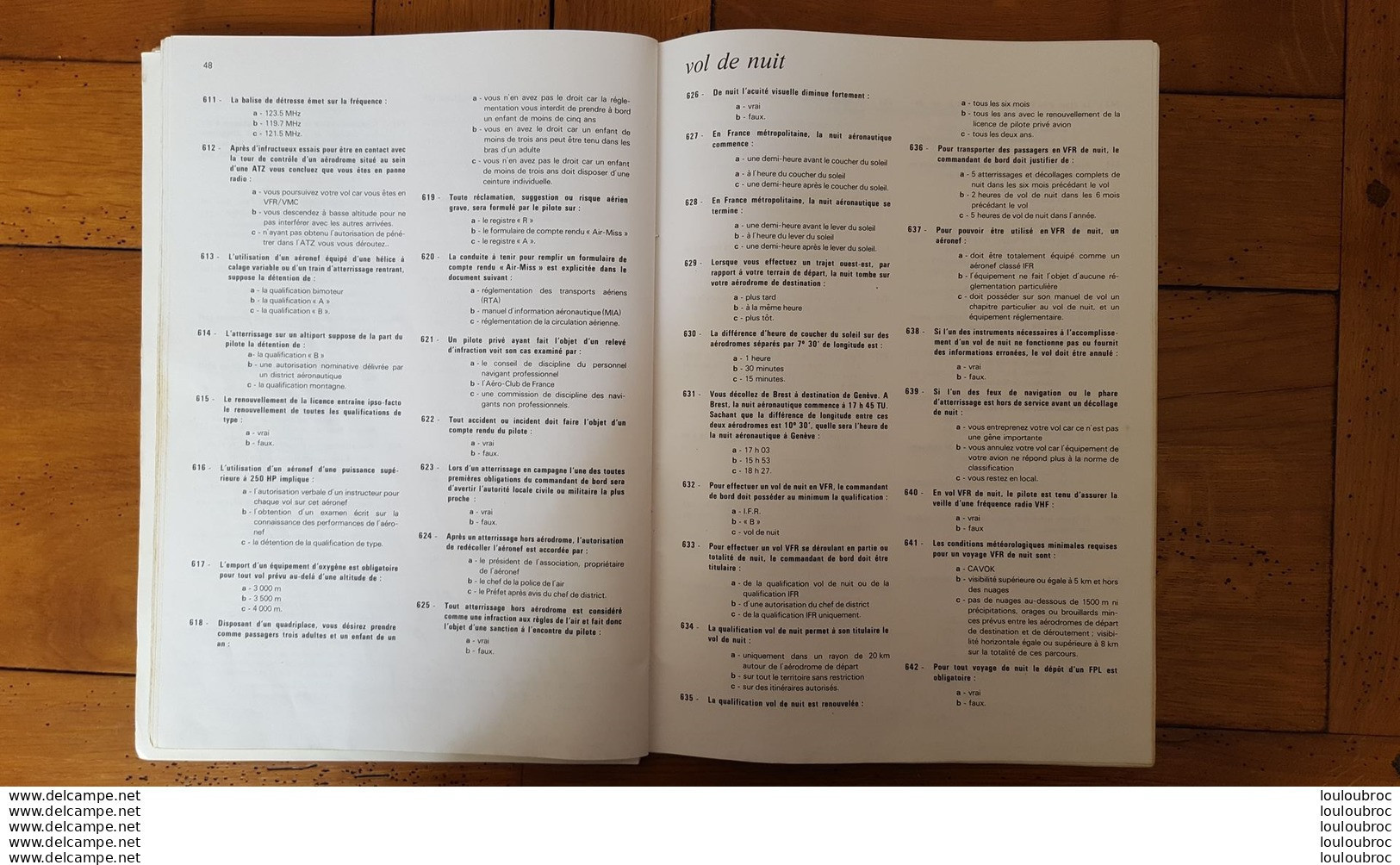 QUESTIONS D'EXAMEN PILOTE PRIVE AVION AVEC LES REPONSES  CEPAD 1981 LIVRET DE 60 PAGES  30 X 21 CM