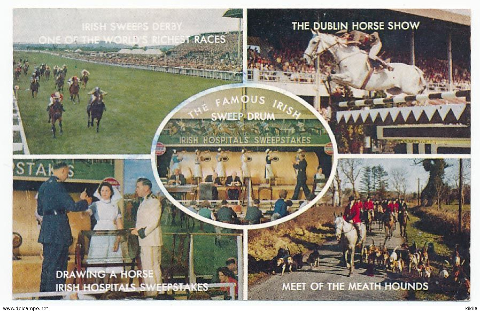 CPSM / CPM 9  X 14 Irlande (2) Irish Sweeps Derby - Dublin Horse Show - Irish Sweep Drum - Meet Of The Meath Hounds * - Kerry