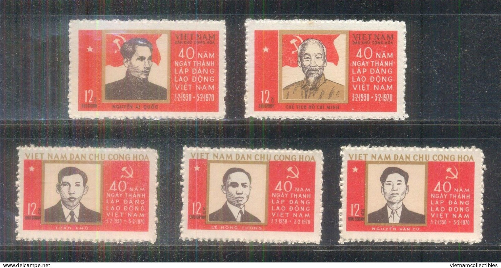 North Vietnam Viet Nam MNH Stamps 1970 : 40th Anni. Of Vietnamese Workers' Party  - Scott#566-570, CV$4 (Ms235) - Vietnam