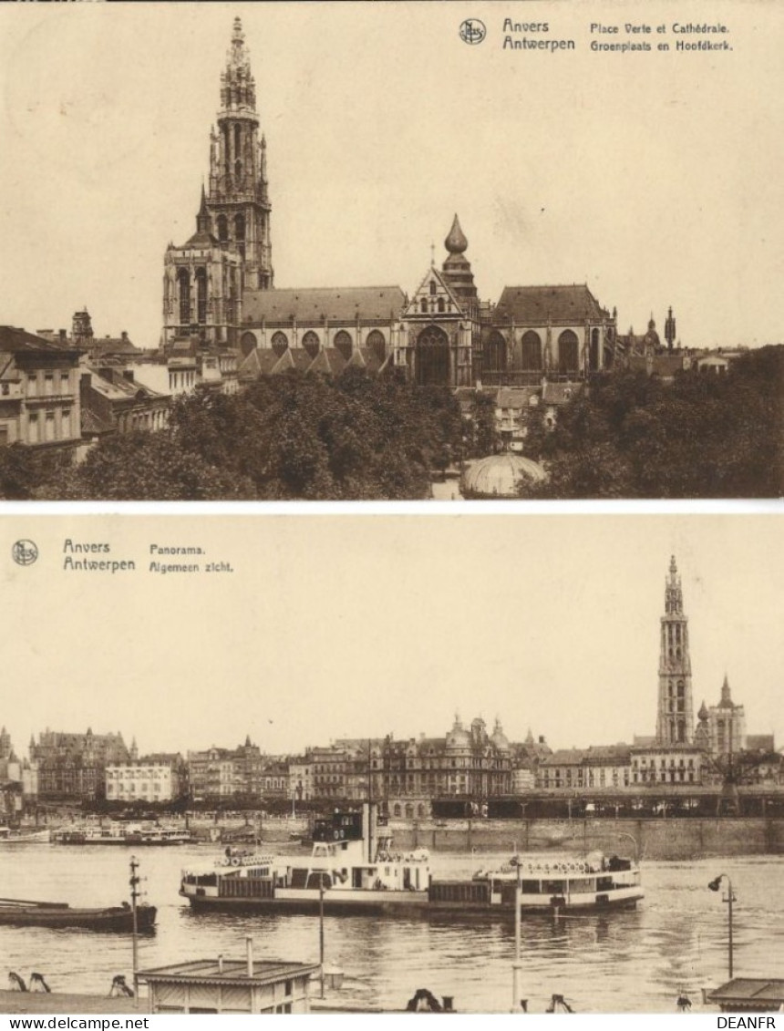 ANVERS : Place Verte Et Cathédrale + Panorama. ( 2 Cartes ). - Antwerpen