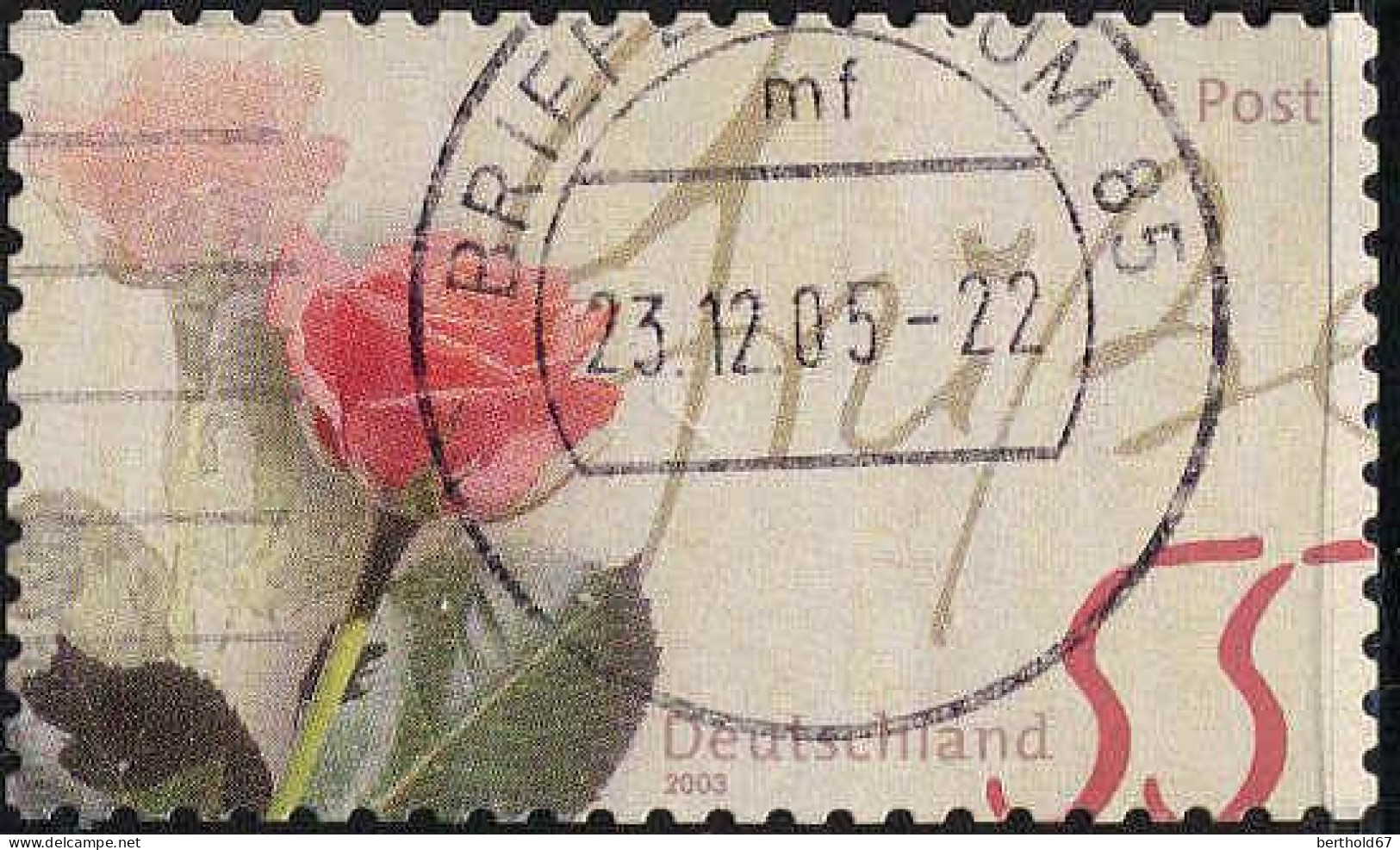 RFA Poste Obl Yv:2146 Mi:2321I Grüße Roses (TB Cachet Rond) (Thème) - Rozen