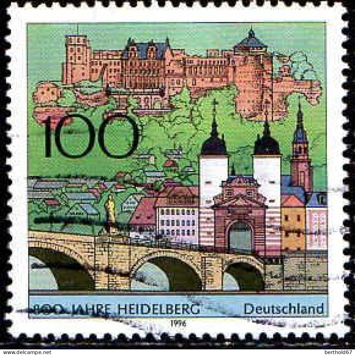 RFA Poste Obl Yv:1700 Mi:1868 800.Jahre Heidelberg (Lign.Ondulées) (Thème) - Ponti