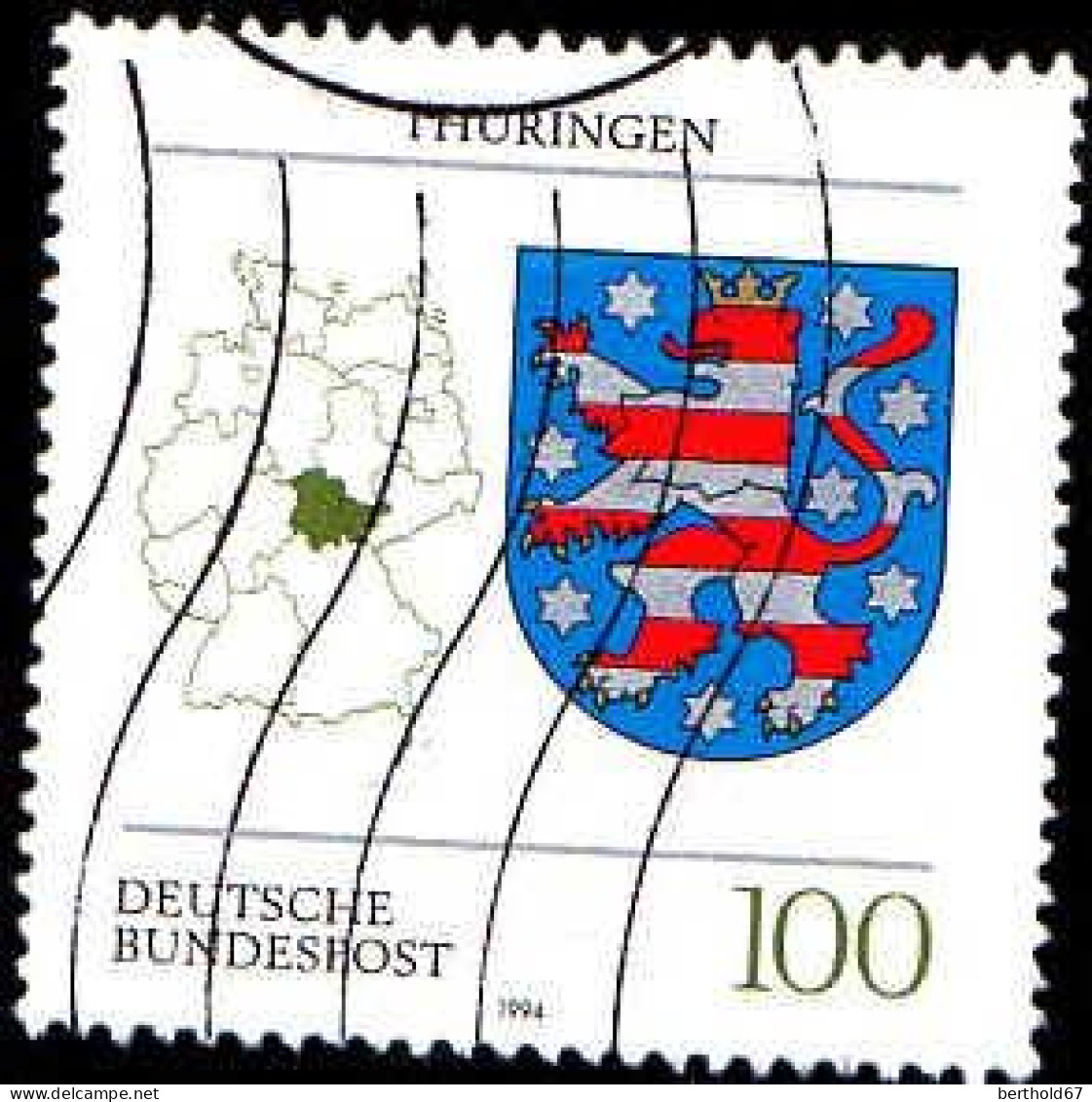 RFA Poste Obl Yv:1586 Mi:1716 Thüringen Armoiries (Lign.Ondulées) (Thème) - Stamps